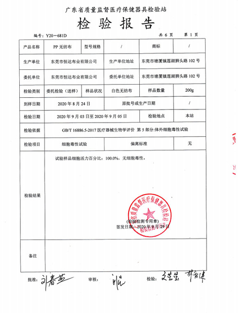 CHINA Dong Guan Hendar Cloth Co., Ltd zertifizierungen